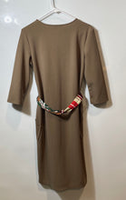 Load image into Gallery viewer, Zara Basic Womens Brown 3/4 Sleeve Crew Neck Tie Waist Shift Dress Size Small
