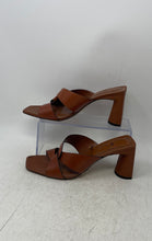 Load image into Gallery viewer, Zara Womens Dark Brown Leather Open Toe Chunky Heel Slide Sandals Size EUR 39
