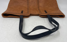 Load image into Gallery viewer, Montana West Womens Brown Faux Leather Stitched Double Handle Tote Handbag
