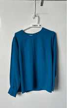 Load image into Gallery viewer, Ann Taylor Womens Blue Long Sleeve Round Neck Regular Fit Blouse Top Size M
