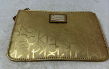 Load image into Gallery viewer, Calvin Klein Womens Gold-Tone Monogram Faux Leather Zip Top Wristlet Wallet
