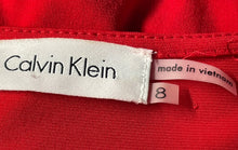 Load image into Gallery viewer, Calvin Klein Womens Red 3/4 Sleeve Stretch Front Lace-Up Sheath Dress Size 8
