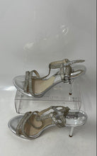 Load image into Gallery viewer, Michael Kors Womens Silver Open Toe Stiletto Ankle Strap Heels Size 6.5 M
