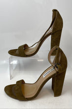 Load image into Gallery viewer, Steve Madden Womens Carrson Olive Green Block Ankle Strap Heels Size 8M
