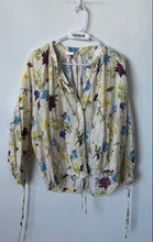 Load image into Gallery viewer, Zara Womens Multicolor Floral Long Sleeve Split Neck Blouse Top Size Small
