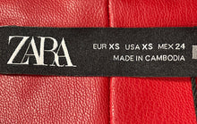 Load image into Gallery viewer, Zara Womens Red Faux Leather Twisted Knot Front Mini Skirt Size XS With Tag
