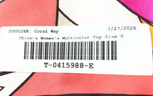 Load image into Gallery viewer, Chico's Womens Multicolor Abstract Print Cotton 3/4 Sleeve Button-Up Shirt Sz 0
