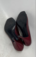 Load image into Gallery viewer, BCBGirls Womens Red Patent Leather Peep Toe Slip-On Pump Heels Size 7 B

