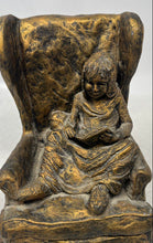 Load image into Gallery viewer, Gold-Tone Engraved Decorative Collectible Figurine Of A Kid Sitting On A Chair
