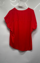 Load image into Gallery viewer, Calvin Klein Womens Red Short Sleeve V-Neck Pullover Blouse Top Size Large
