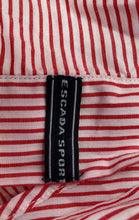 Load image into Gallery viewer, Authentic Escada Sport Womens Red White Striped Cotton Button-Up Shirt Size M
