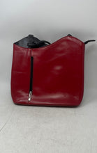 Load image into Gallery viewer, Vera Pelle Womens Black Red Leather Inner Pockets Crossbody Handbag
