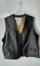Load image into Gallery viewer, Cripple Creek Mens Black Leather V-Neck Pockets Lined Snap Front Vest Size 3XL
