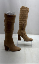 Load image into Gallery viewer, Forever 21 Womens Beige Suede Side-Zip Block Heel Knee High Boots Size 8

