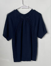 Load image into Gallery viewer, Loft Womens Navy Blue Tight-Knit Short Sleeve Crew Neck Pullover Sweater Size XL
