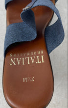 Load image into Gallery viewer, Italian Shoemakers Womens Brown Blue Slip-On Platform Sandals Size 7 1/2

