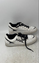 Load image into Gallery viewer, Karl Lagerfeld Womens Stazie White Black Beaded Tennis Sneaker Shoes Size 9.5 M
