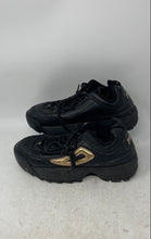 Load image into Gallery viewer, Fila Womens Disruptor 2 5FM00702-040 Black Gold Lace-Up Sneaker Shoes Size 7.5
