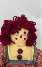 Load image into Gallery viewer, Vintage Style Yarn Hair Plush Ann Rag &amp; Cloth Doll With Red Gingham Outfit
