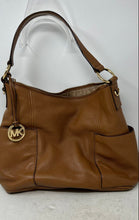 Load image into Gallery viewer, Michael Kors Womens Brown Leather Charm Inner Pocket Zipper Shoulder Bag
