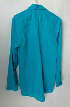 Load image into Gallery viewer, J. Ferrar Mens Blue Long Sleeve Spread Collar Slim Fit Dress Shirt Size Medium
