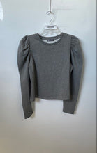 Load image into Gallery viewer, Zara Womens Gray Heather Long Puff Sleeve Pullover Sweatshirt Size Medium
