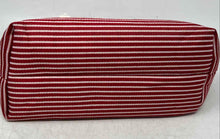 Load image into Gallery viewer, Giovana Collection Womens Red White Striped Travel Cosmetic Makeup Bag W/Strap
