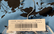 Load image into Gallery viewer, Calvin Klein Womens Blue Floral Flutter Sleeve Button-Front Blouse Top Size M
