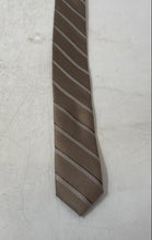 Load image into Gallery viewer, DKNY Mens Brown Striped Print Silk Keeper Loop Adjustable Pointed Tie
