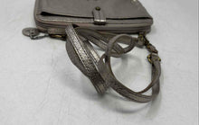 Load image into Gallery viewer, The Sak Womens Gold Silver Leather Zip-Around Charm Smartphone Crossbody Purse
