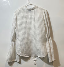 Load image into Gallery viewer, Worthington Womens White Black Polka Dot Long Bell Sleeve Blouse Top Size M
