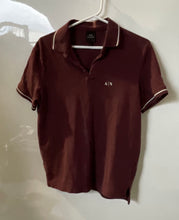 Load image into Gallery viewer, Armani Exchange Mens Wine Cotton Collared Short Sleeve Button Polo Shirt Size M
