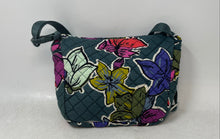 Load image into Gallery viewer, Vera Bradley Womens Green Floral Adjustable Strap Zip Top Small Crossbody Bag

