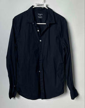 Load image into Gallery viewer, Forever 21 Mens Navy Blue Stretch Long Sleeve Collared Button-Up Shirt Size M
