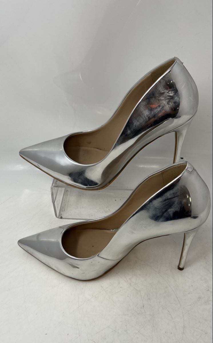 Aldo Womens Silver Pointed Toe Slip-On Stiletto Pump Heels Size 10