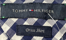 Load image into Gallery viewer, Tommy Hilfiger Mens Blue White Check Long Sleeve Collared Dress Shirt Size Large
