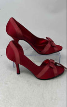 Load image into Gallery viewer, Mossimo Womens Red Slip-On Peep Toe Bow Stiletto D'Orsay Heels Size 9M
