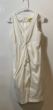Load image into Gallery viewer, Nicole Miller Womens White Sleeveless V-Neck Draped Back Zip Sheath Dress Size 4
