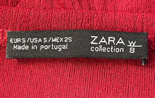 Load image into Gallery viewer, Zara Womens Red Wine Ruffle Long Sleeve Crew Neck Pullover Shift Dress Size S
