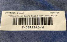 Load image into Gallery viewer, Calvin Klein Mens Blue Cotton Slim Fit Long Sleeve Dress Shirt Size 16 32/33
