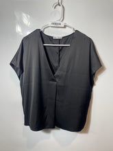 Load image into Gallery viewer, Zara Womens Black Short Cap Sleeve V-Neck Regular Fit Pullover Blouse Top Size S
