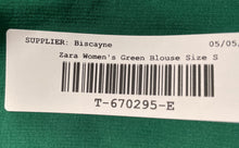 Load image into Gallery viewer, Zara Womens Green Long Sleeve Collared Button-Up Shirt Size Small
