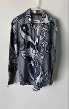 Load image into Gallery viewer, Cubavera Mens Navy Blue White Printed Long Sleeve Button-Up Shirt Size L
