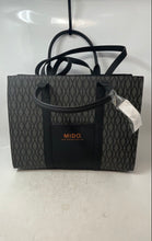 Load image into Gallery viewer, Mido Womens Gray Black Geometric Bottom Studs Detachable Strap Tote Handbag
