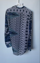 Load image into Gallery viewer, Emporio KJ Mens Blue Black White Printed Long Sleeve Button-Up Shirt Size XS
