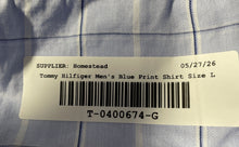 Load image into Gallery viewer, Tommy Hilfiger Mens Blue Printed Collared Slim-Fit Dress Shirt Size L 16-16.5
