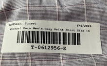 Load image into Gallery viewer, Michael Kors Mens Gray Plaid Long Sleeve Regular Fit Dress Shirt Size 16 32/33
