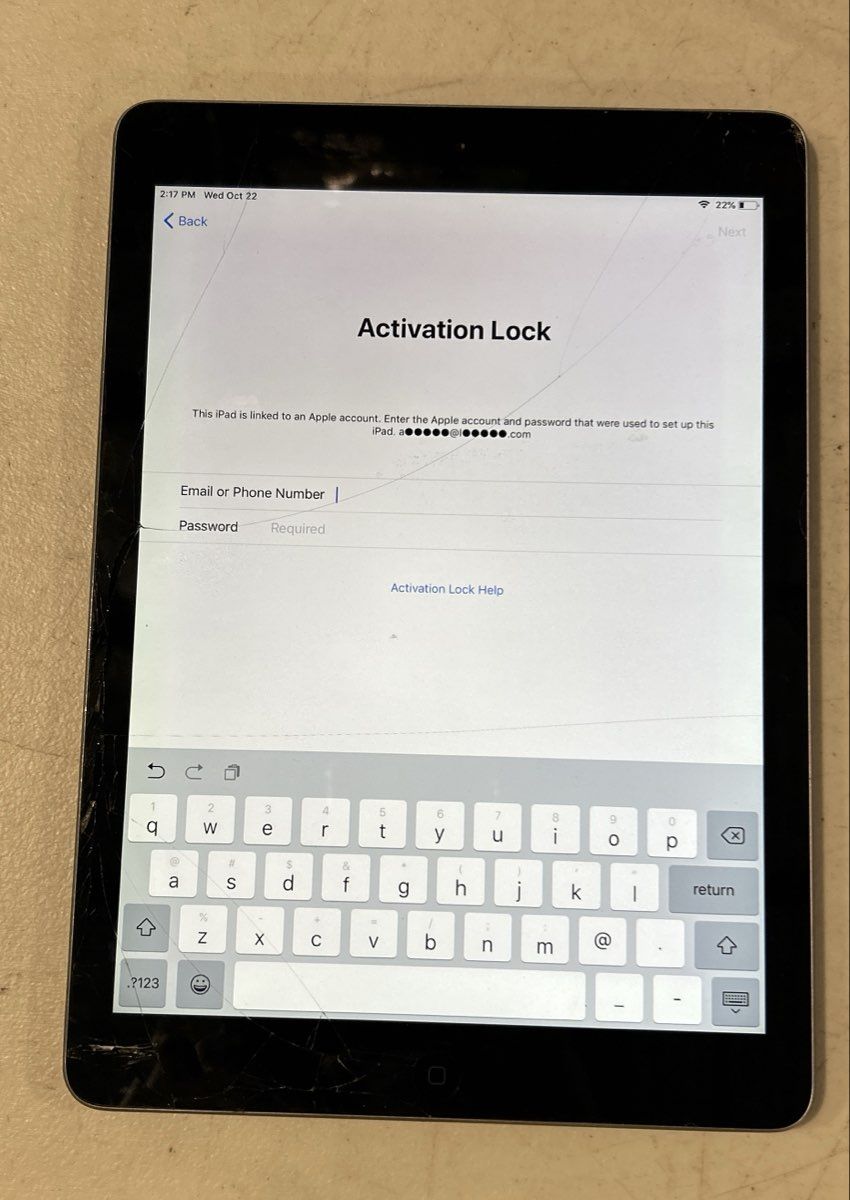 Apple iPad Air Gray iOS Tablet Model A1474 Powers On For Parts