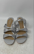 Load image into Gallery viewer, Lauren Ralph Lauren Womens Silver Pleated Slip-On Stiletto Strappy Heels Sz 7.5B
