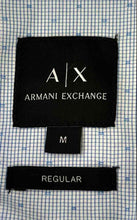 Load image into Gallery viewer, Armani Exchange Mens Blue Check Short Sleeve Regular Fit Button-Up Shirt Size M
